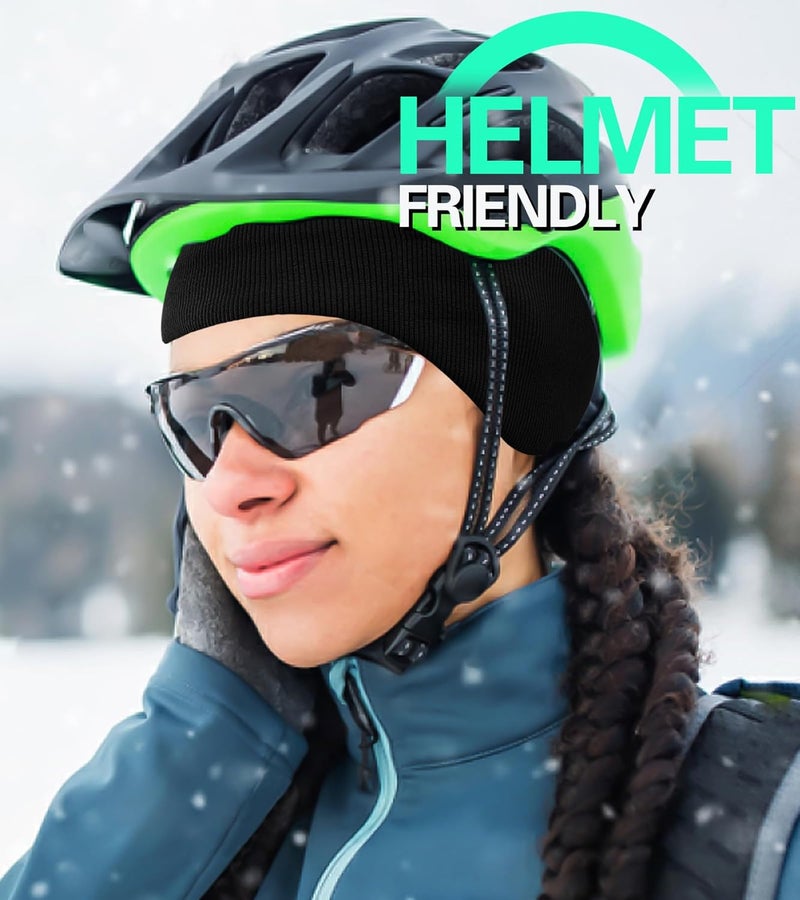 Oliumt Winter Ear Warmer Headband for Men Women Double-Layer Knit Ear Muffs Cover with Fuzzy Lining for Running and Cycling (Orange, One Size) - Image 5